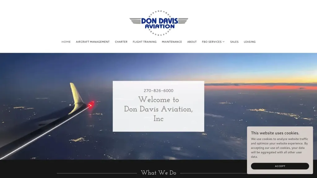 Don Davis Aviation website screenshot