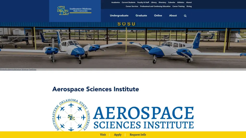 Southeastern Oklahoma State University website screenshot