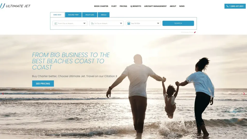 Ultimate Jetcharters website screenshot