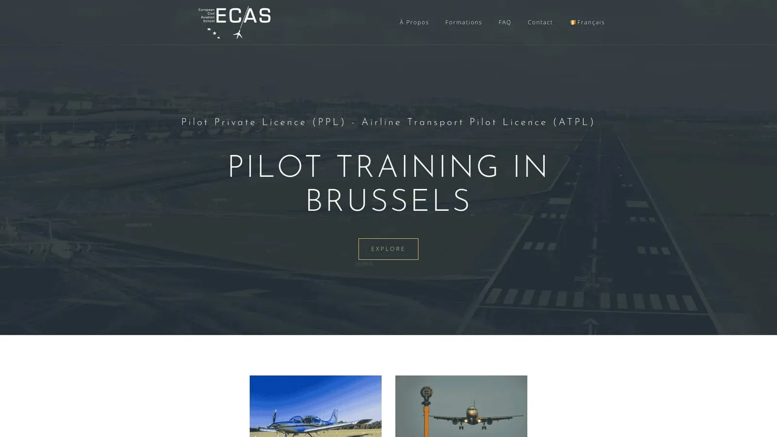 European Civil Aviation School website screenshot
