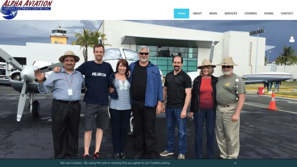 Alpha Aviation Mission Outreach Center, Inc. website screenshot