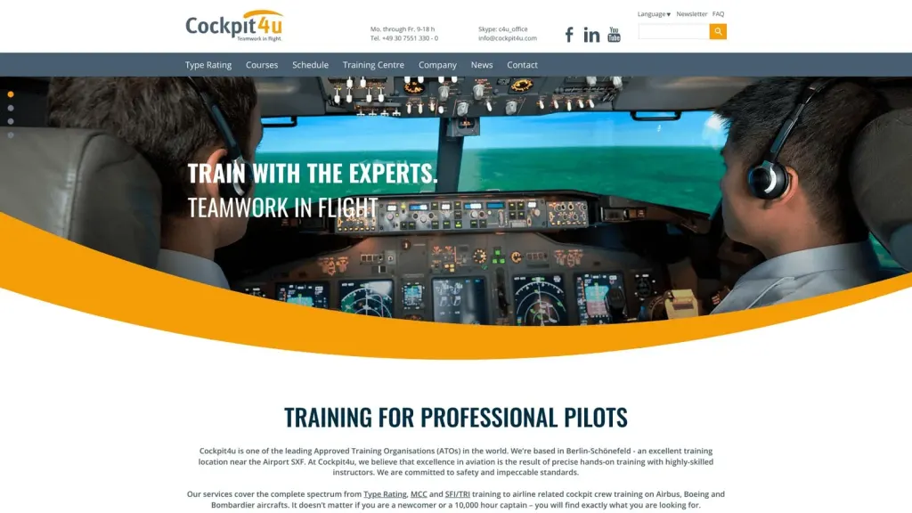 Cockpit4u Aviation Service website screenshot