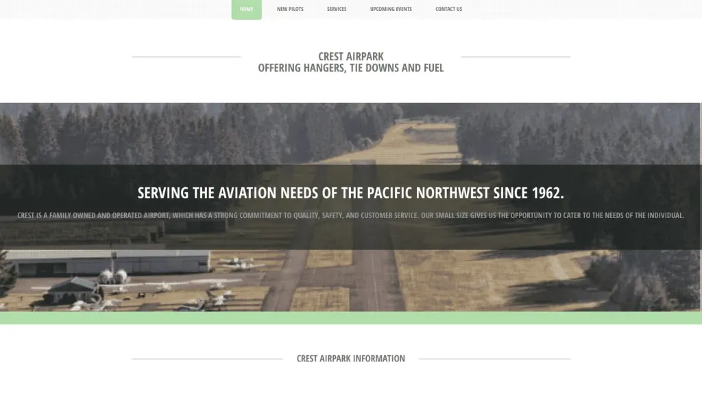 Crest Airpark website screenshot