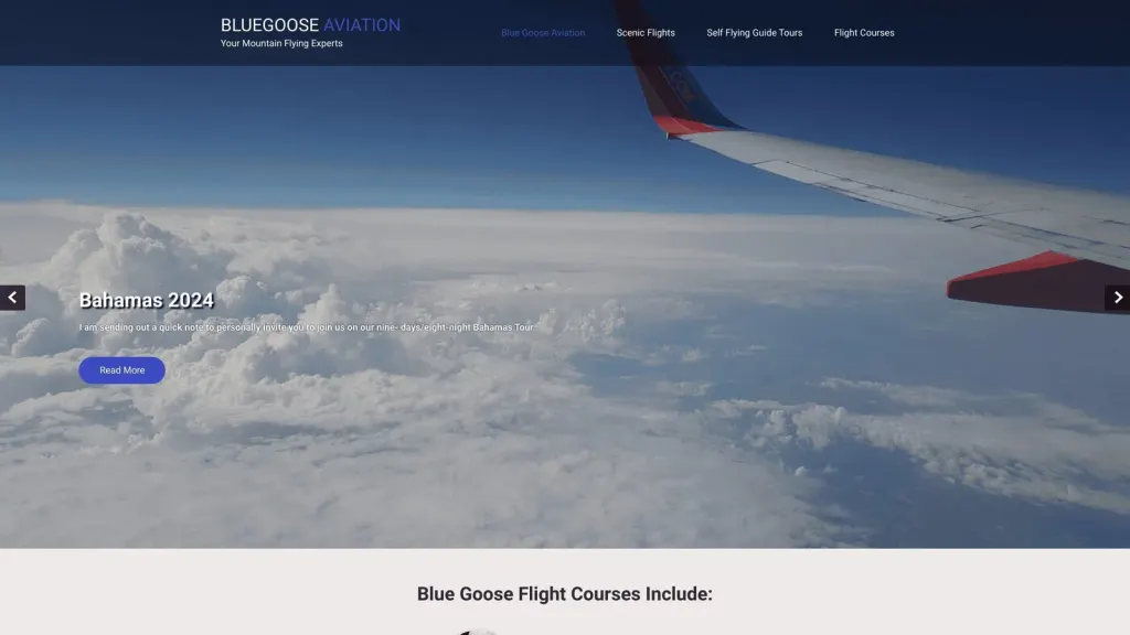 Blue Goose Aviation website screenshot