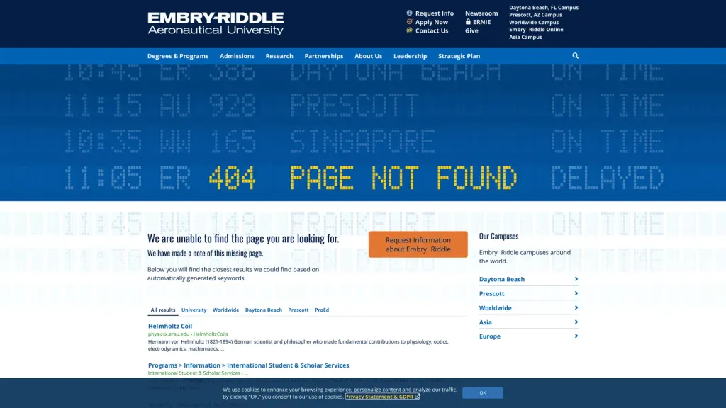 Embry-Riddle Aeronautical University - Prescott website screenshot