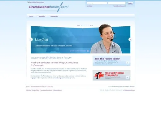 Picture of Air Ambulance Forum Inc. company website.