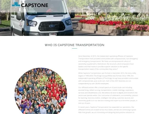 Picture of Capstone Transportation company website.