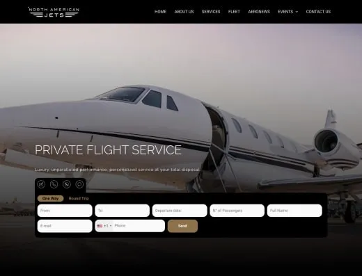 Picture of North American Jets company website.