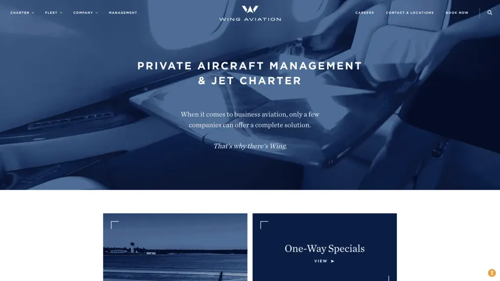 Wing Aviation website screenshot