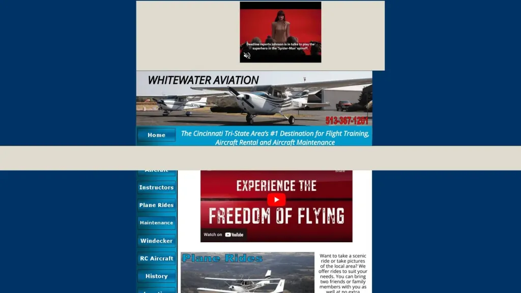 Whitewater Aviation website screenshot