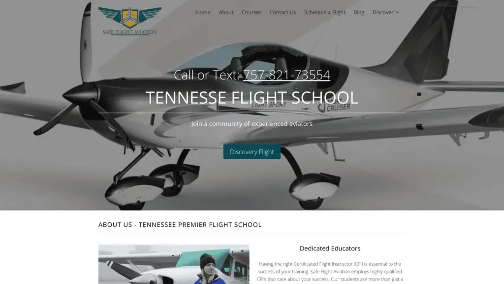 Safe Flight Aviation website screenshot