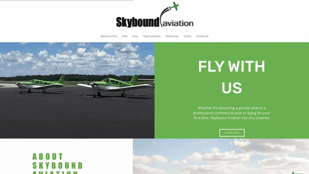 Skybound Aviation website screenshot