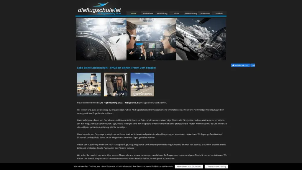 JW Flighttraining Graz website screenshot