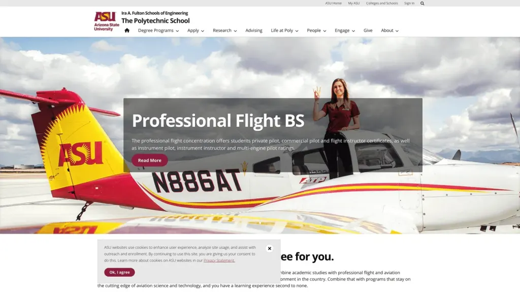 Arizona State University website screenshot