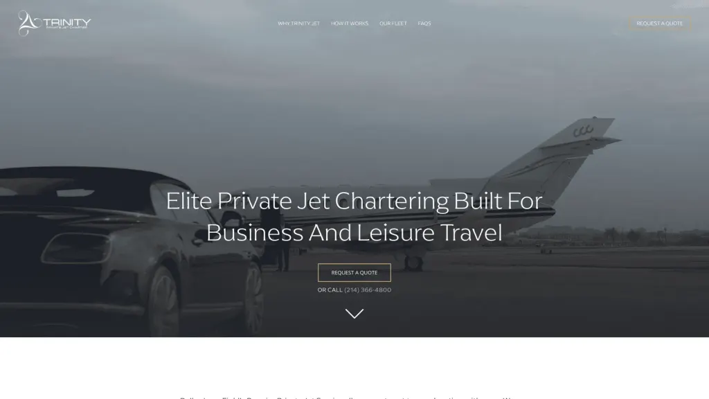 Trinity Jet Management website screenshot
