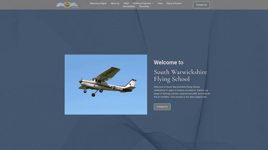 South Warwickshire Flying School website screenshot