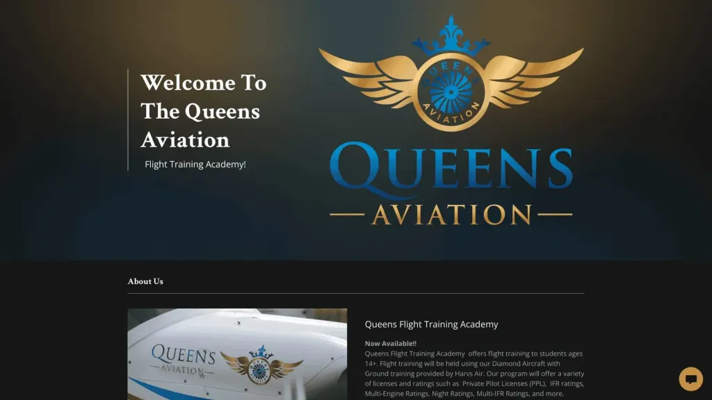 Queens Aviation website screenshot