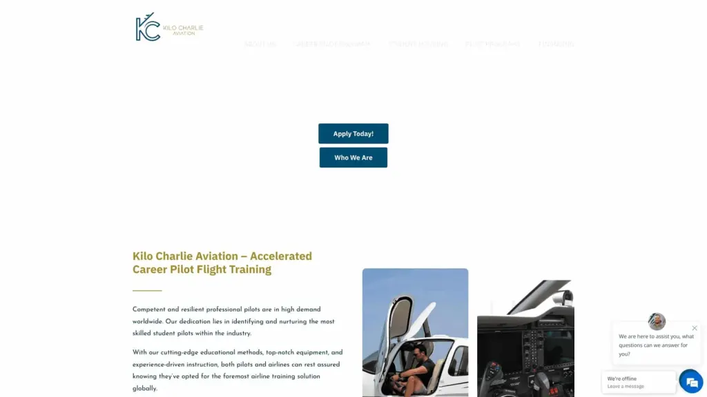 KC Flight website screenshot