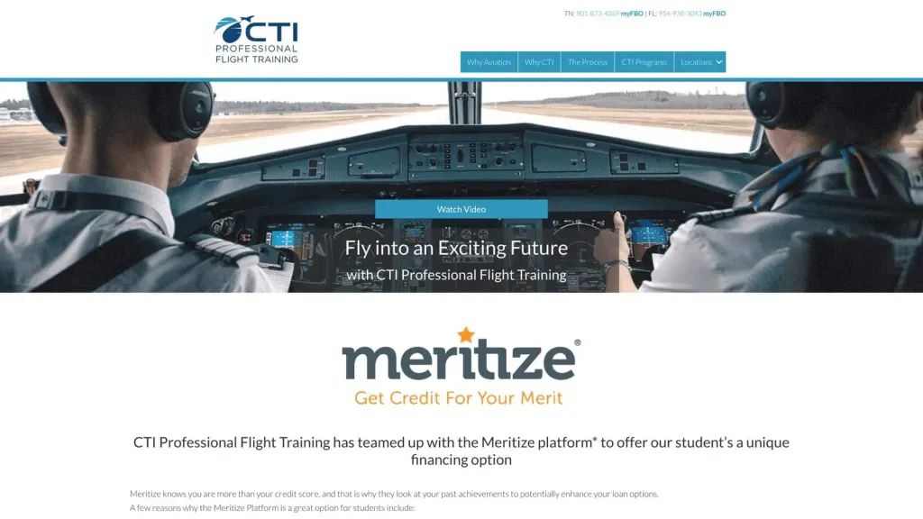 CTI Professional Flight Training - Millington website screenshot