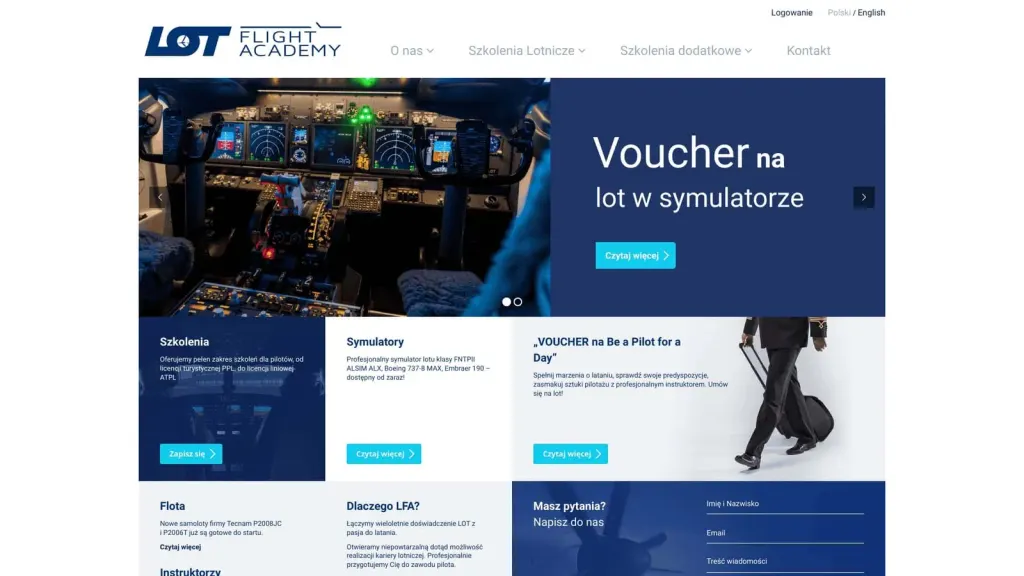 LOT Flight Academy website screenshot
