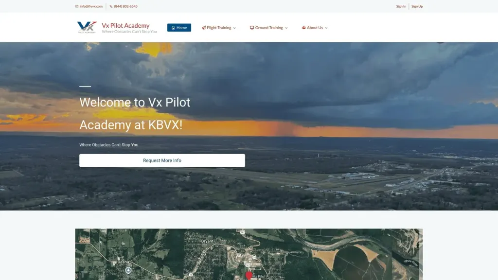 Vx Pilot Academy website screenshot