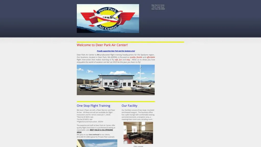 Deer Park Air Center website screenshot