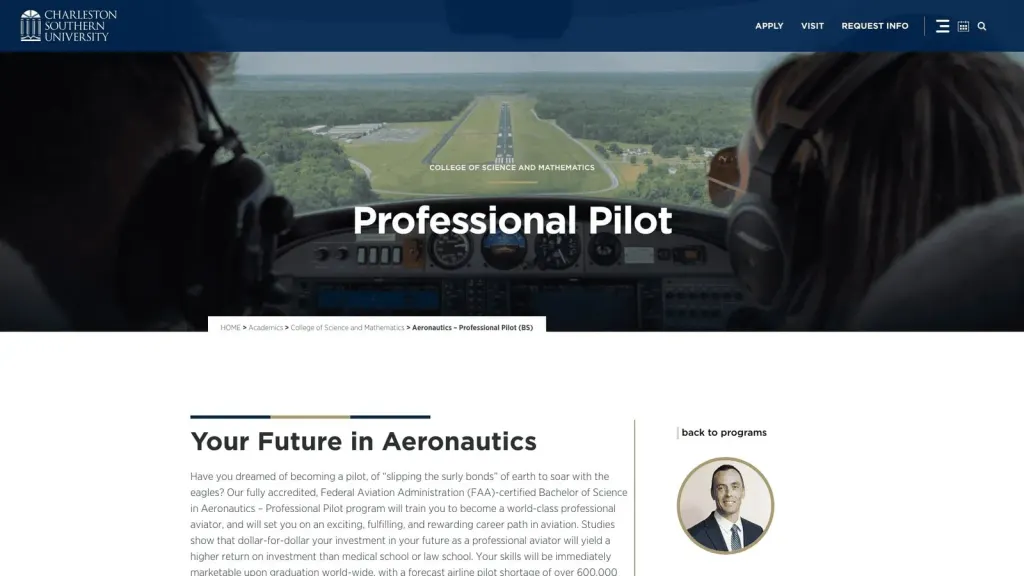 Charleston Southern University website screenshot