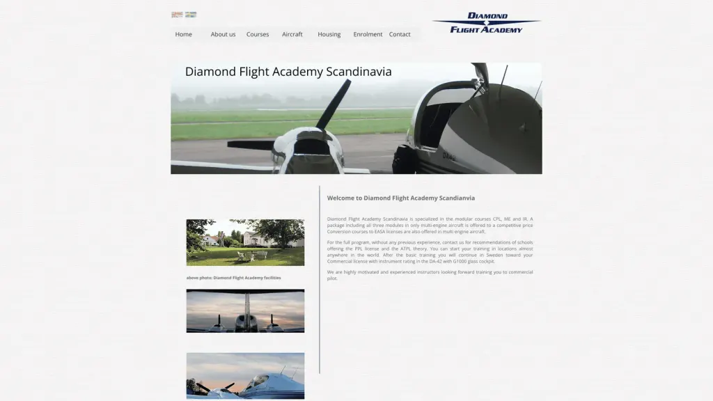 Diamond Flight Academy website screenshot