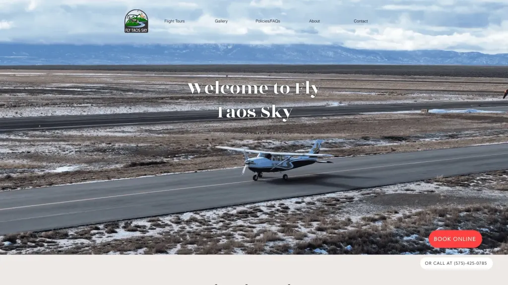 Fly Taos Sky website screenshot