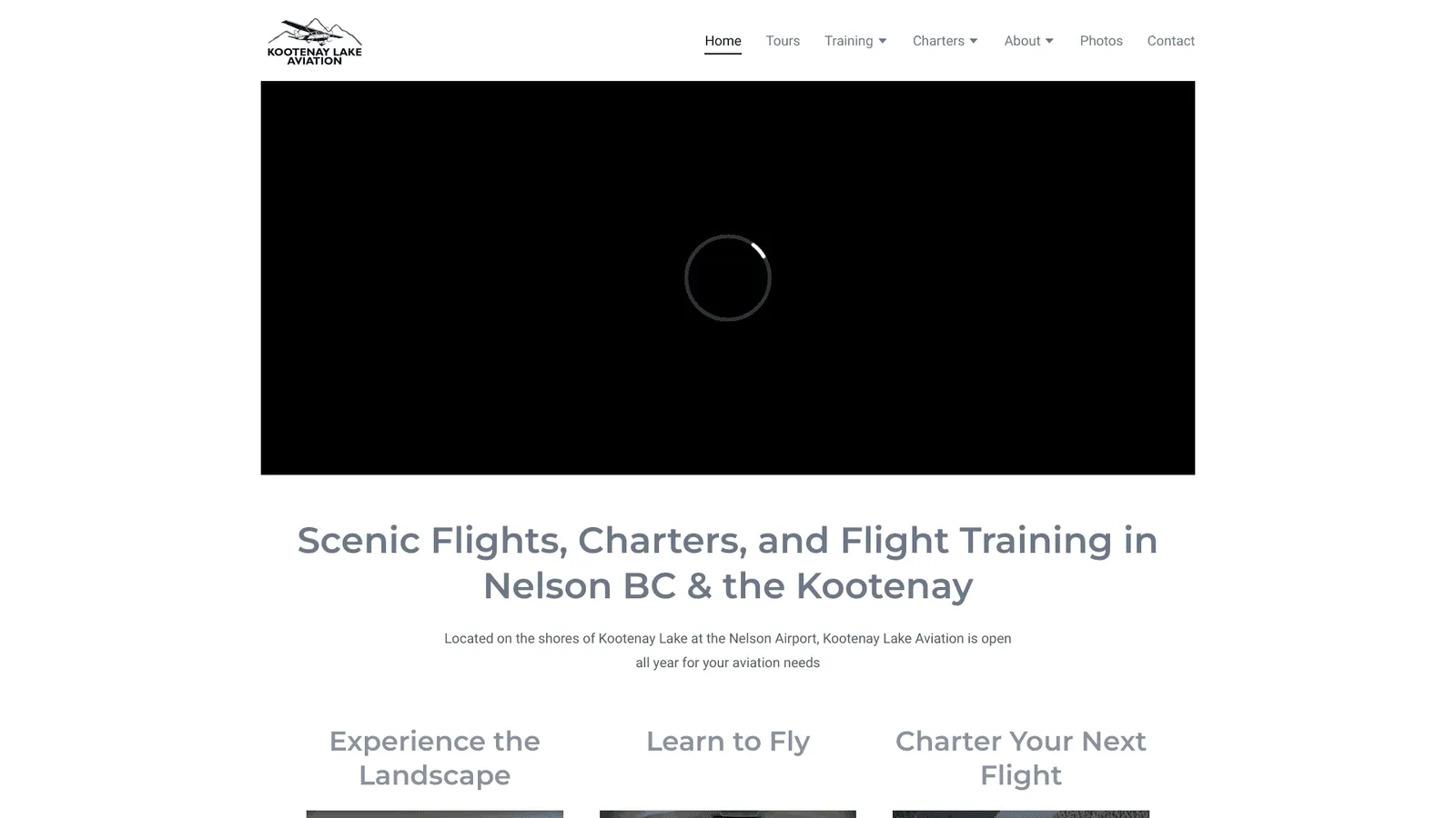 Kootenay Lake Aviation website screenshot