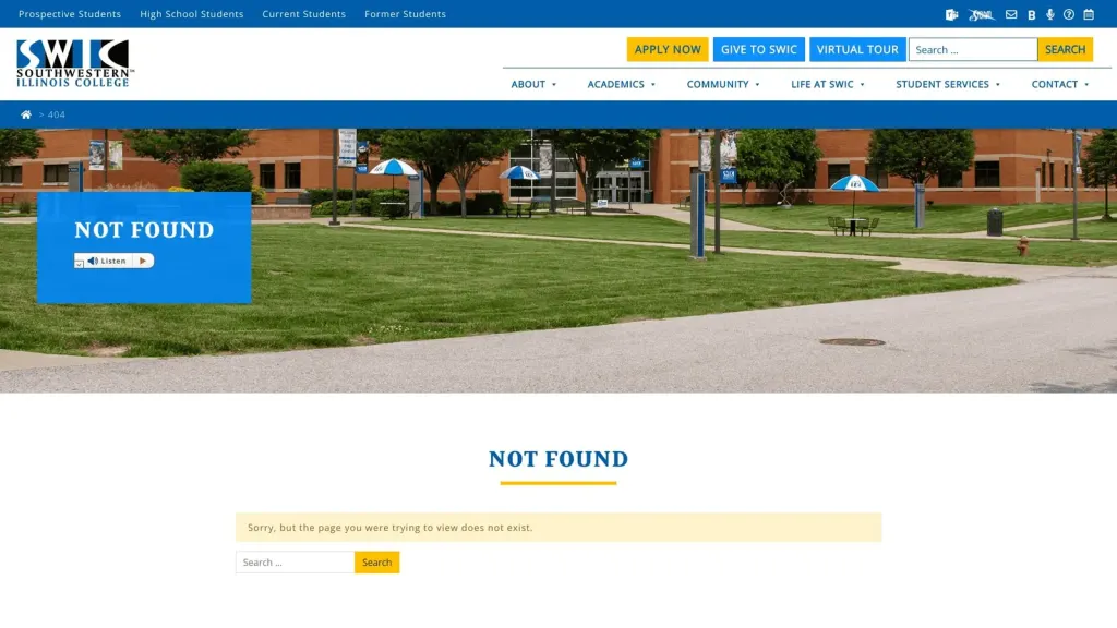 Southwestern Illinois College website screenshot