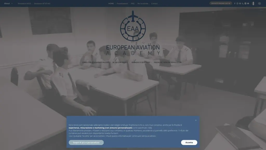 European Aviation Academy website screenshot