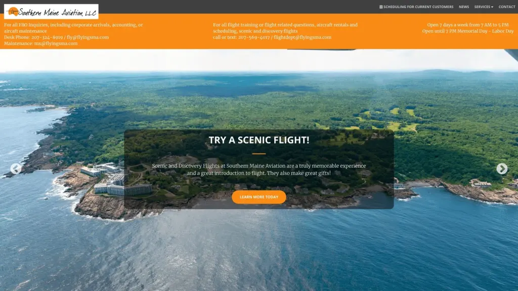 Southern Maine Aviation website screenshot