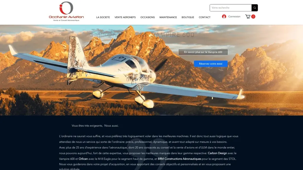 Air Occitanie website screenshot