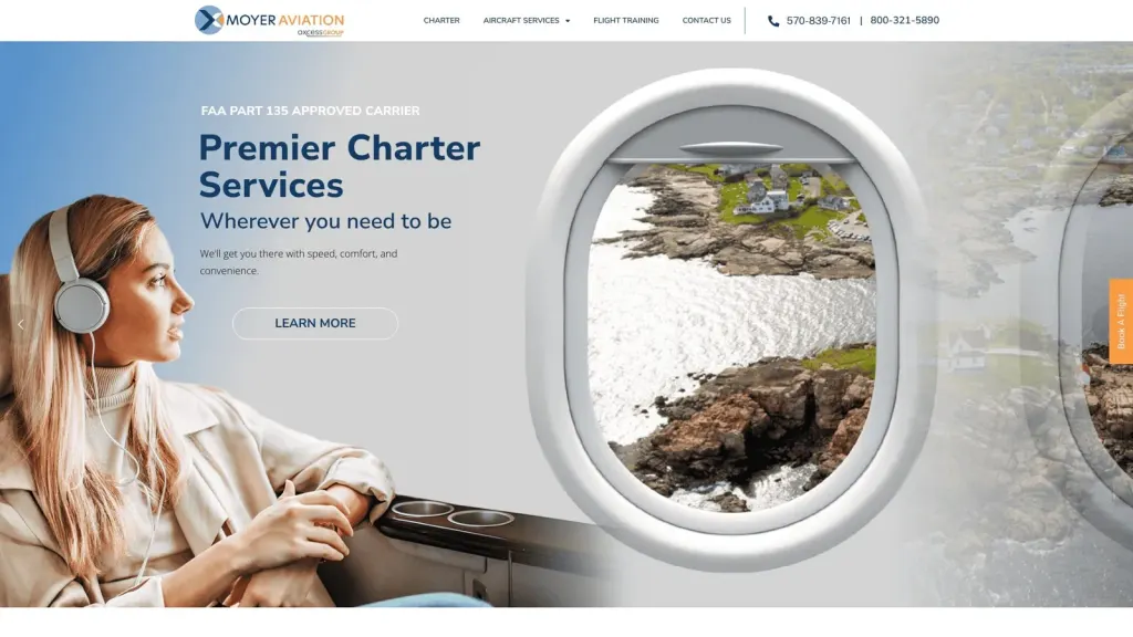 Moyer Aviation website screenshot