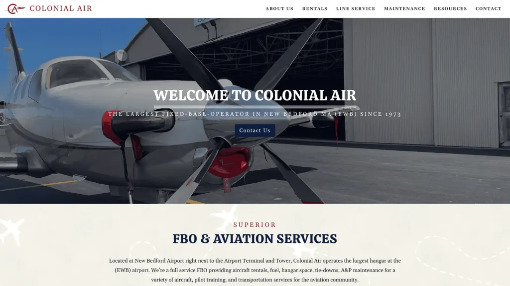 Colonial Air, Inc. website screenshot