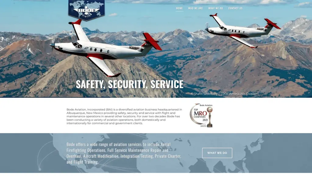 Bode Aviation, Inc. website screenshot