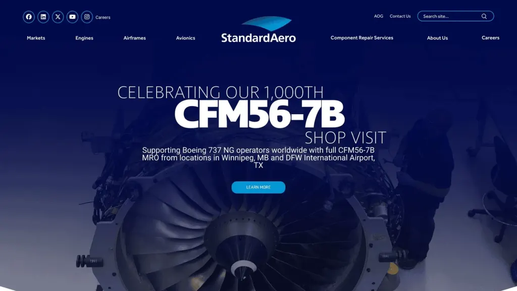 StandardAero website screenshot
