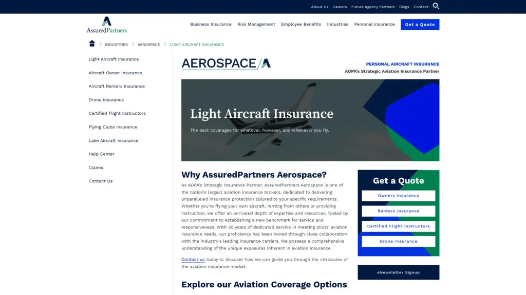 AssuredPartners Aerospace website screenshot