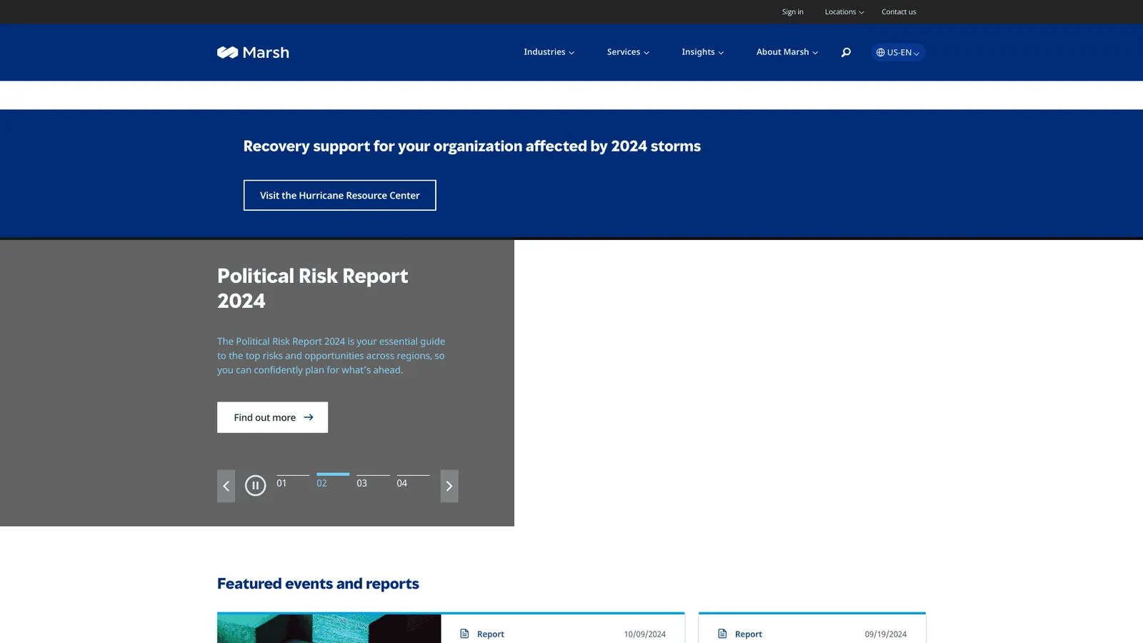 Marsh Aviation Insurance website screenshot