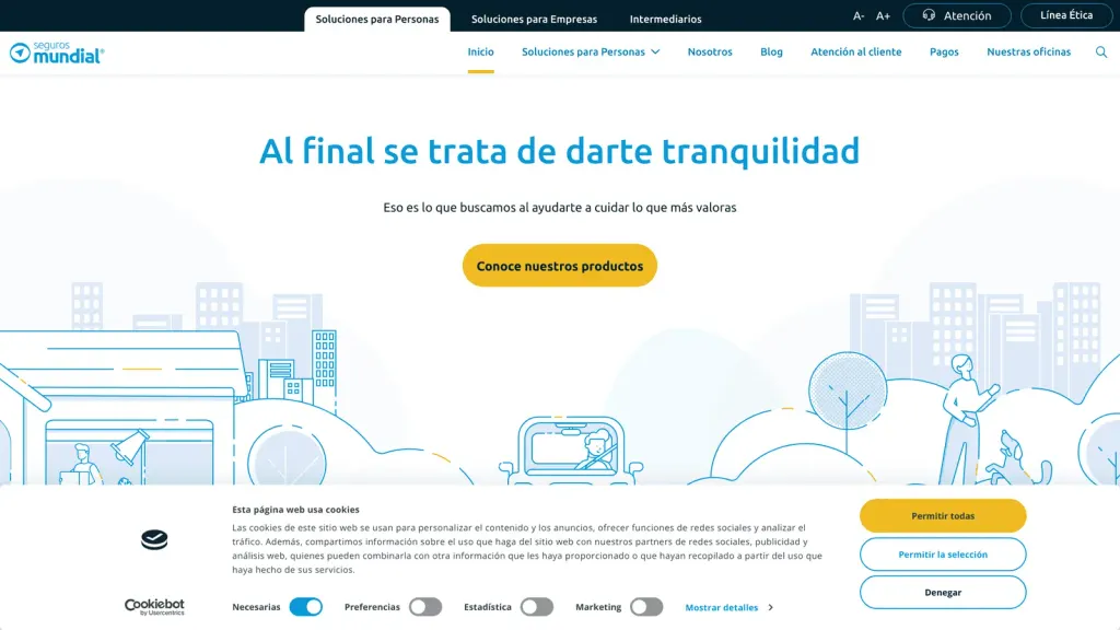 Seguros Mundial website screenshot