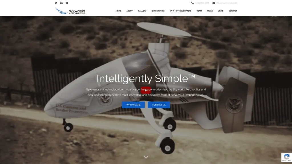 Skyworks Aeronautics website screenshot