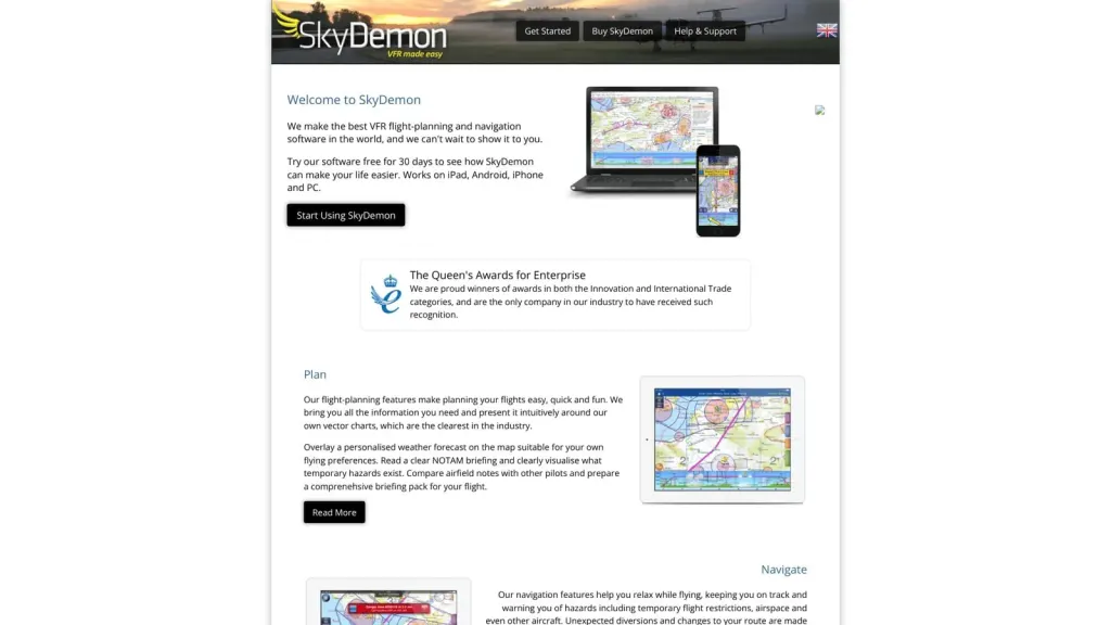 SkyDemon website screenshot