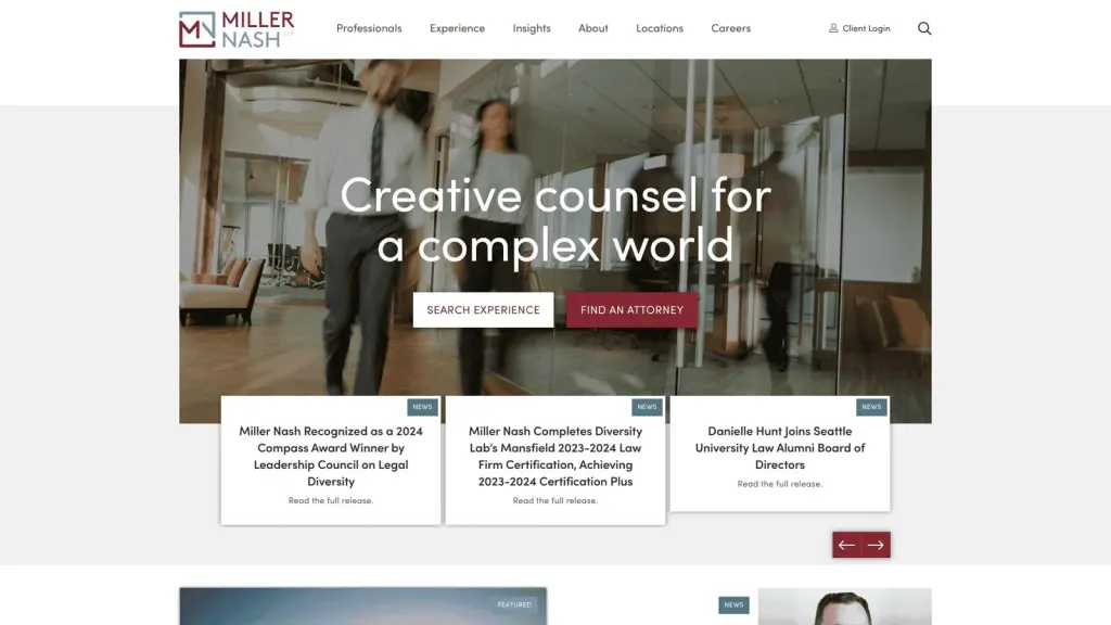 Miller Nash Graham & Dunn LLP website screenshot