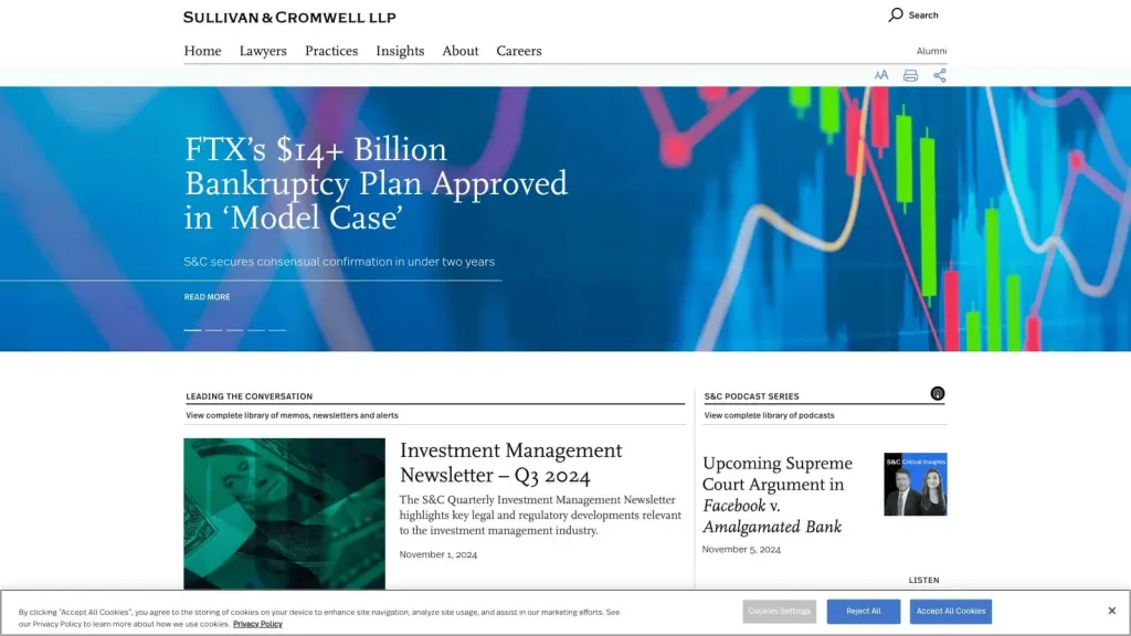 Sullivan & Cromwell LLP website screenshot