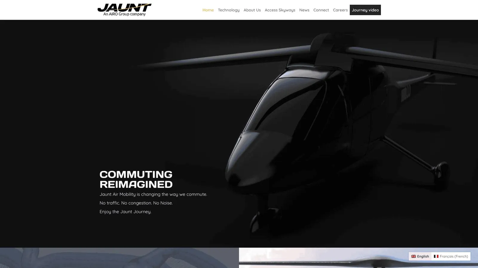 Jaunt Air Mobility website screenshot