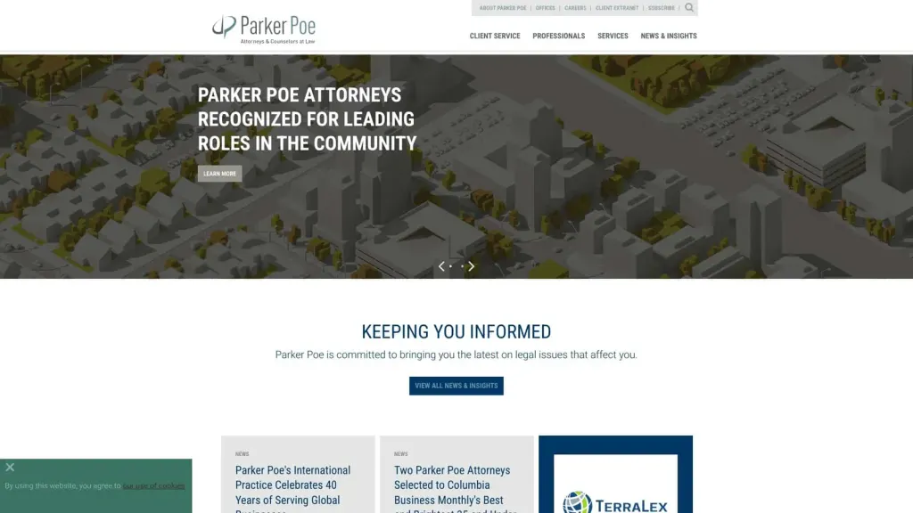 Parker Poe Adams & Bernstein LLP website screenshot