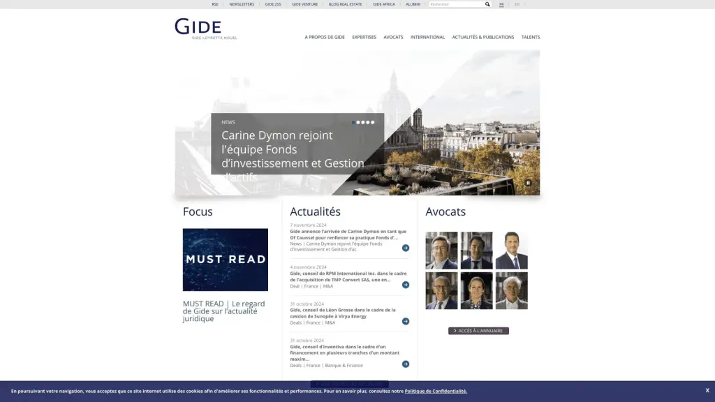 Gide Loyrette Nouel website screenshot