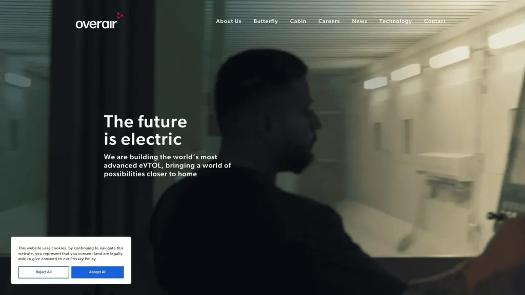 Overair website screenshot