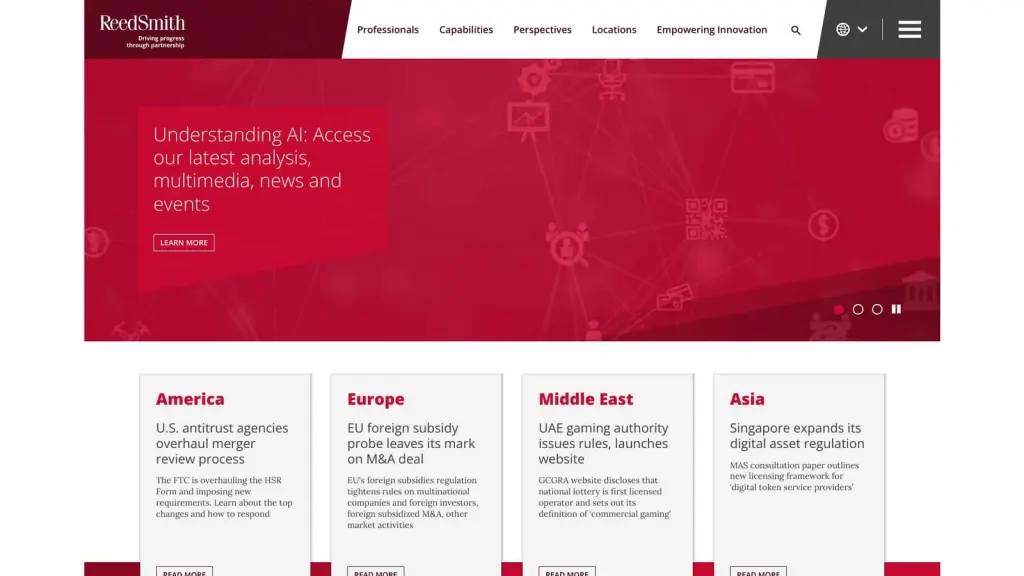 Reed Smith LLP website screenshot